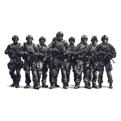  squad army with a transparent background
