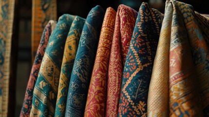 Close-up of traditional dyeing techniques used to handcraft patterns on Indian textiles, capturing the rich artistry without any people present.
