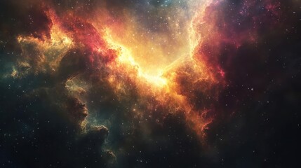 Obraz premium Vibrant and colorful cosmic nebula, likely from an artistic or conceptual space image.