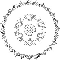 Original name(s): Sketch vector illustration silhouette drawing ethnic vintage classic rosette symbol logo icon design.