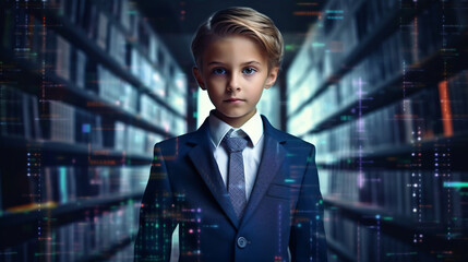 Fototapeta premium 仮想空間ビジネス子供男性二十五Generative AI