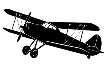 Vintage Biplane silhouette vector illustration