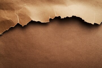 A sheet of brown paper with torn marks cut in half, brown background, background image