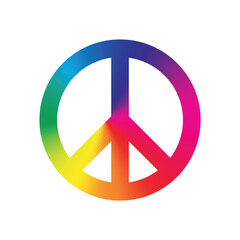 classic rainbow colored peace symbol sign transparent background