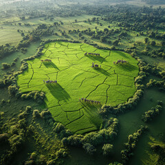 Top view of green fields in indian map shape
