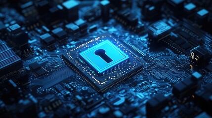 Digital network security background illustration with shield and lock,generated with AI.
