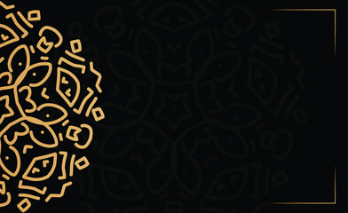 Mandala gold arabesque background design template for elegant flyers, menus, invitations, and brochures