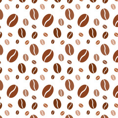 Coffee beans seamless pattern.Repeat pattern of coffee bean isolated on white.Vector graphic illustration wallpaper.