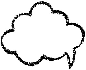 Oval and round cloudy chalk, crayon hand drawing speech bubble. Grunge texture illustration for design template business presentation, school education.