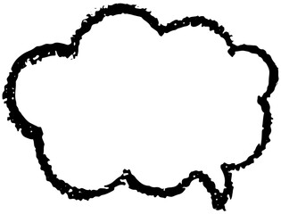 Oval and round cloudy chalk, crayon hand drawing speech bubble. Grunge texture illustration for design template business presentation, school education.