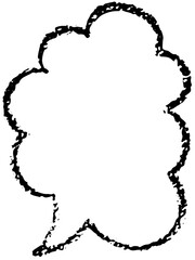 Oval and round cloudy chalk, crayon hand drawing speech bubble. Grunge texture illustration for design template business presentation, school education.