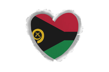Obraz premium World countries. Heart- frame ripped paper on white background. Vanuatu