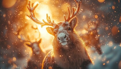 Fototapeta premium Reindeer in the Winter Sun