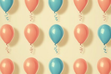 Obraz premium Pattern of colorful balloons on beige background