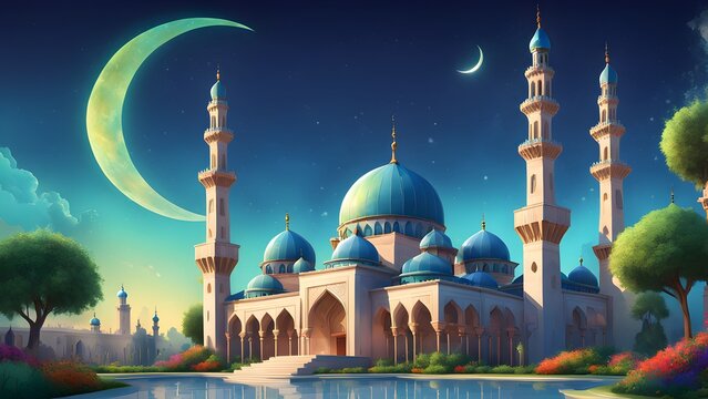 A beautiful blue and white building with a large dome