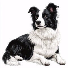 Fototapeta premium Playful Border Collie Clipart for Crafting and Digital Design Projects on White Background - High Resolution Illustration