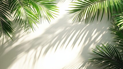 Obraz premium Palm leaves shadow on white wall background