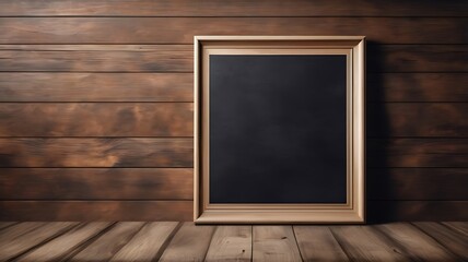 illustration blackboard on wood wall. 3d rendering blackboard on wood background and space