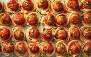 Fototapeta premium Meatballs with Spaghetti Nests