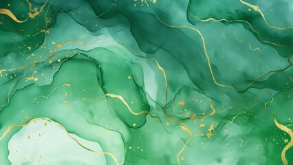 Green marble background with gold stripes