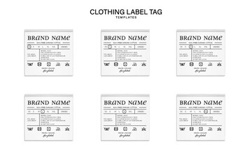 set of neck label clothing fabric description info of washing intruction design templates