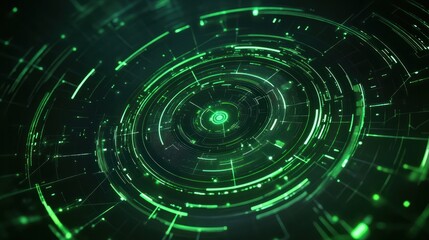 Circular design with green lines and arcs, futuristic radar like technology image