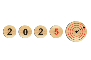 Achieving Business Goals and Success in 2025 on Wooden Blocks, Welcoming the New Year, Preparing for Change and New Business Goal Strategy Ideas