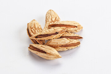 Shelled dry almond nut heap