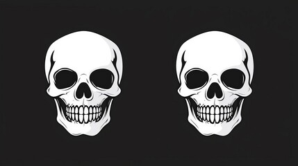 Simple skull vector icon, black and white, classic design