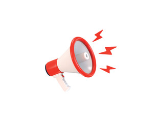 shine megaphone icon on loud speaking icon 3d render