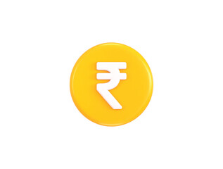 Golden rupee coin icon 3d render