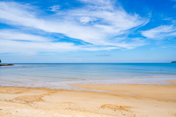 Beautiful beach and sand texture in sunny summer day background