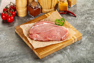 Raw pork schnitzel for cooking