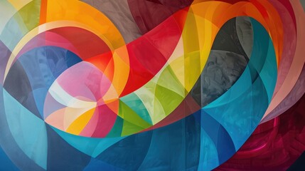 Fototapeta premium Colorful wall art featuring multiple colors and a rainbow.