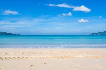 Beautiful beach and sand texture in sunny summer day background