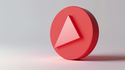 A simple red circular object with a triangular cutout sits against a clean background, presenting minimalistic geometric shapes.