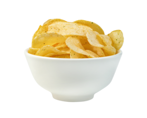 potato chips in bowl isolated