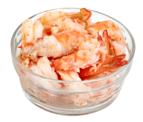 Boiled shrimp with bowl isolated
