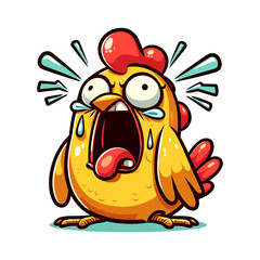Funny Cartoon chicken on white background.	