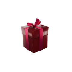 vibrant christmas gift box present with ribbon, transparent background