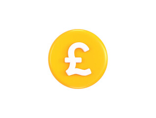 Golden pound coin uk currency symbol 3d rendering vector illustration