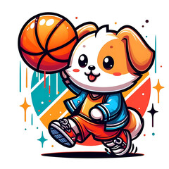 Fototapeta premium Image of a dog having fun playing basketball