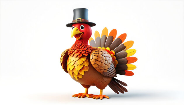 Cute thanksgiving turkey with copy space