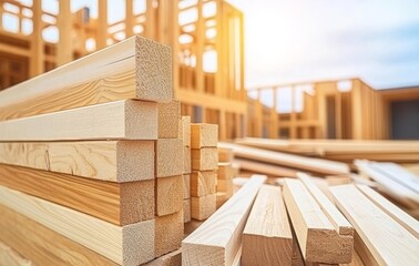 Wooden Structure in Development: Residential Housing Project Under Construction at Real Estate Site