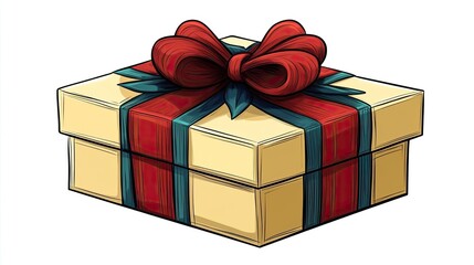 A gift box wrapped with a bow and ribbon, ideal for birthdays, holidays, or celebration clipart