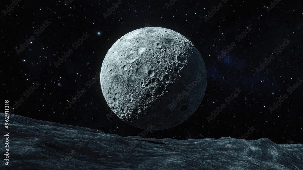 Poster Ceres dwarf planet in a 3D cartoon rendering