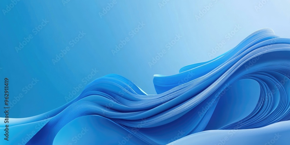 Poster blue abstract background featuring a 3d cartoon rendering
