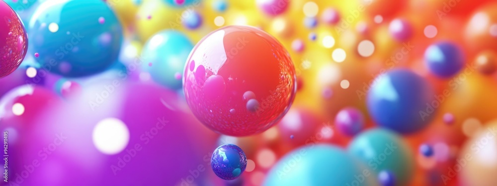 Poster vivid colorful wallpaper background with a blurred 3d cartoon rendering