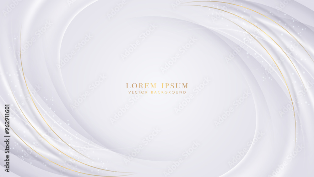 Canvas Prints abstract curved white and gray background has decorated golden lines and a sparkling light effect