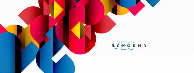 Colorful curve geometric shapes on white